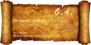Orowan Antal névjegykártya